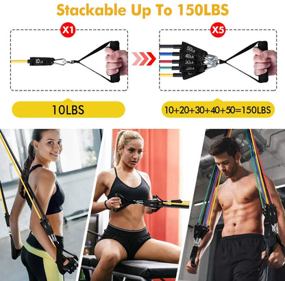 300LBS Fitness Resistance Bands Set Training Yoga Booty Bands Sports Workout Equipment for Home Gym Men Weights Bodybuilding