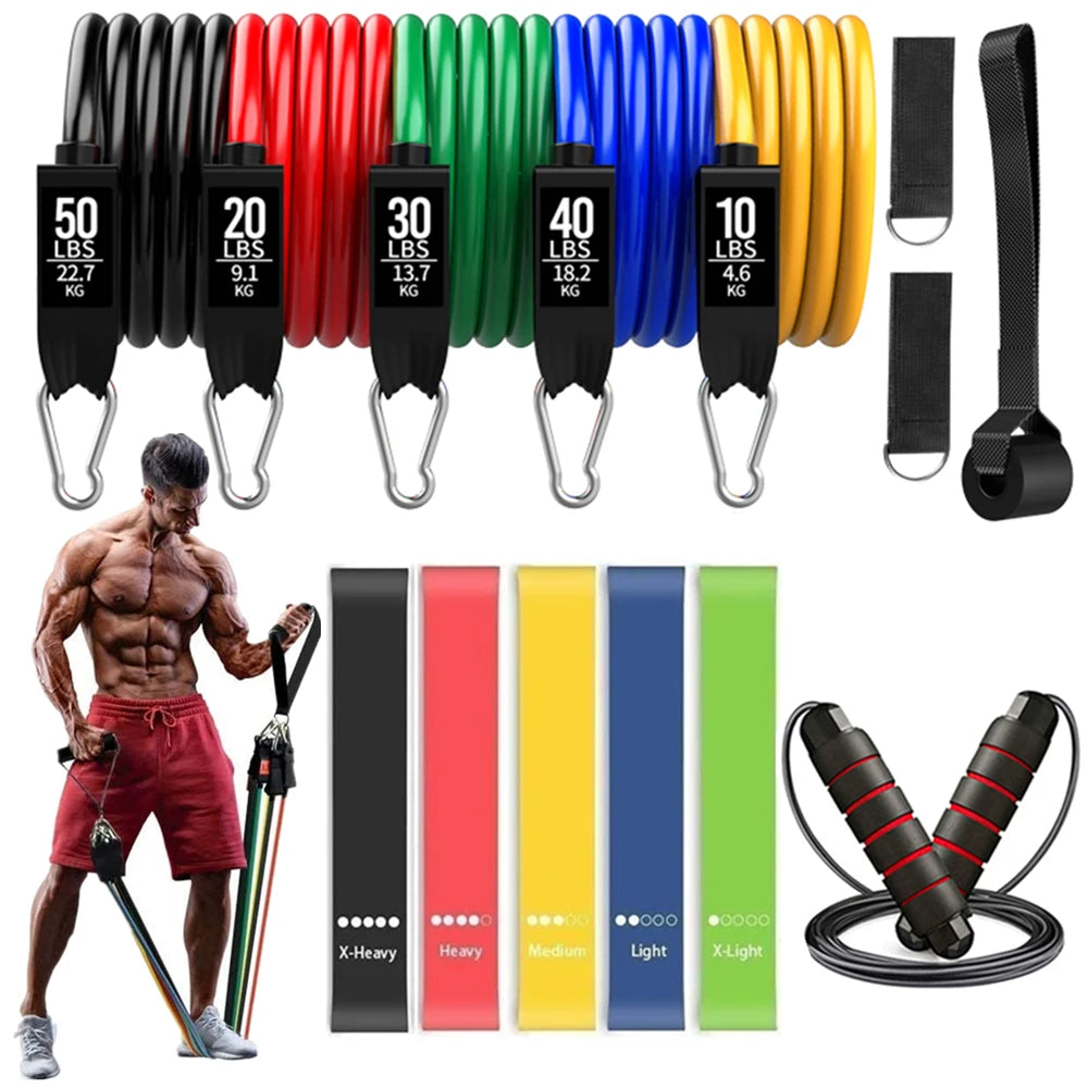 300LBS Fitness Resistance Bands Set Training Yoga Booty Bands Sports Workout Equipment for Home Gym Men Weights Bodybuilding