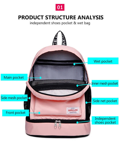 Women Gym Backpack Flower Fitness Bag Sac De Sport Bags Dry And Wet Independent Shoes Bags Female Bolsa Deporte Gymtas XA906WA