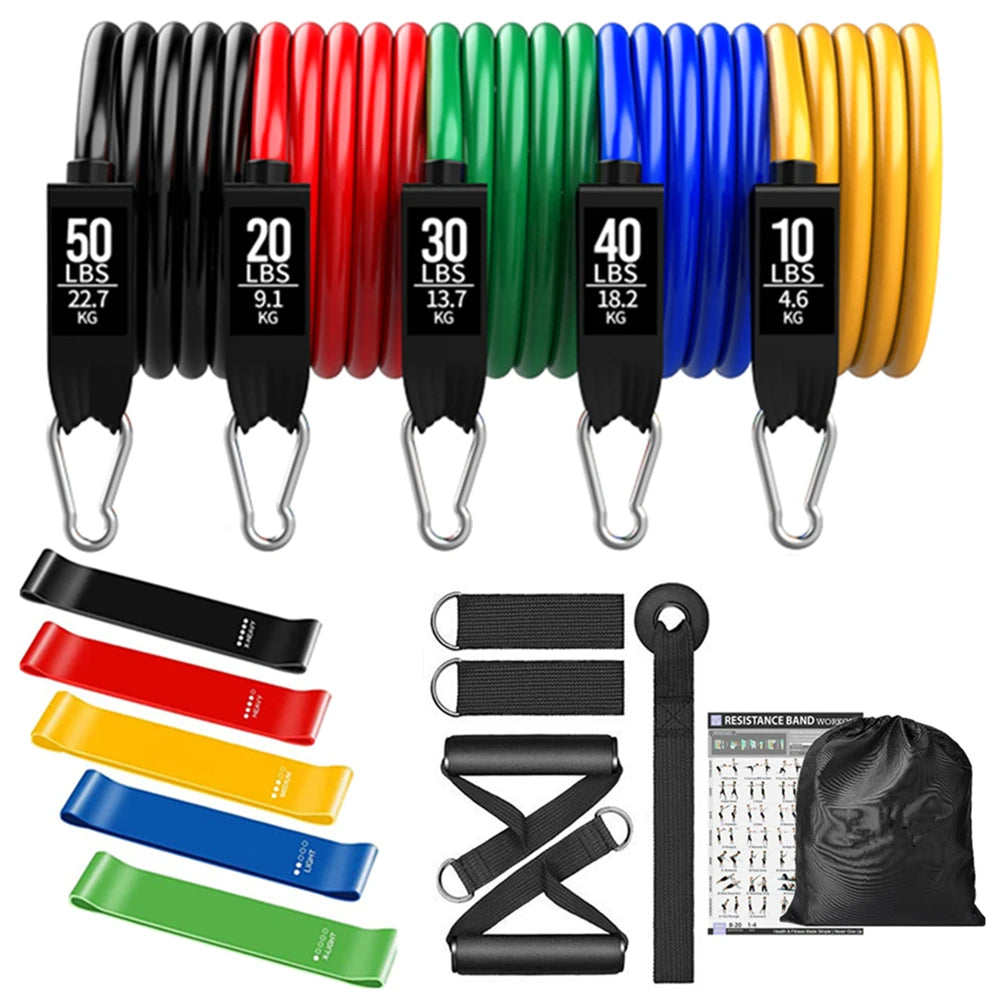 300LBS Fitness Resistance Bands Set Training Yoga Booty Bands Sports Workout Equipment for Home Gym Men Weights Bodybuilding