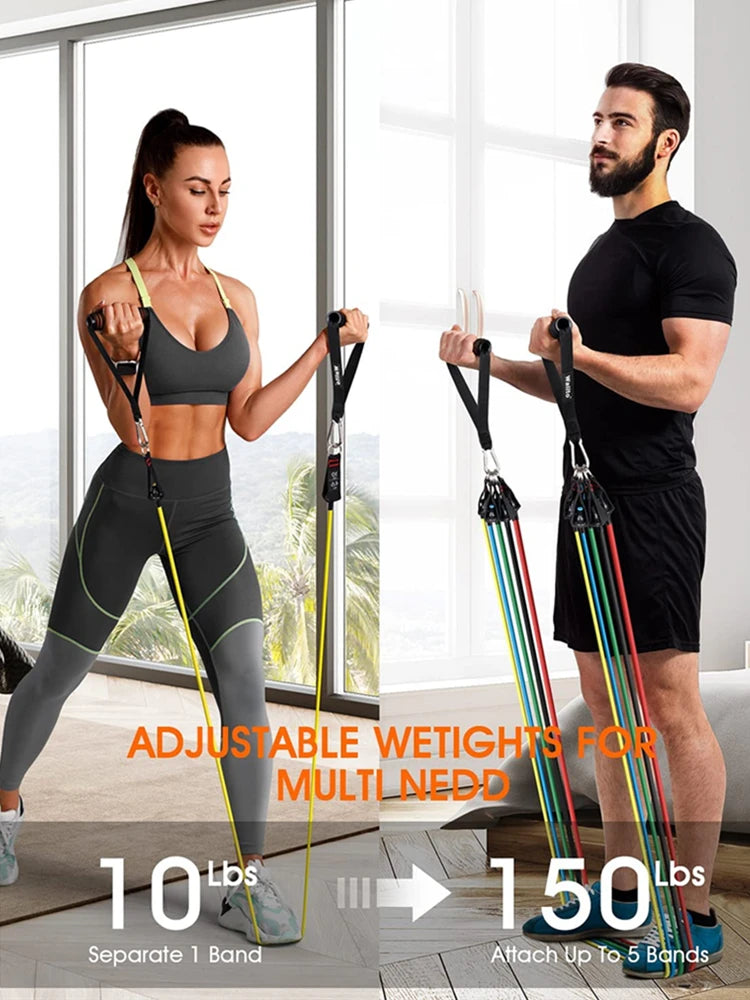 300LBS Fitness Resistance Bands Set Training Yoga Booty Bands Sports Workout Equipment for Home Gym Men Weights Bodybuilding