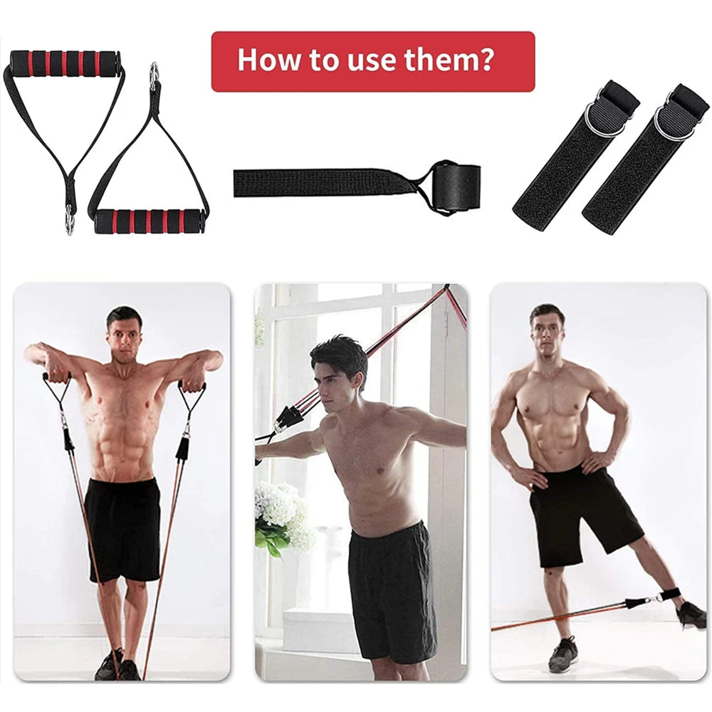 300LBS Fitness Resistance Bands Set Training Yoga Booty Bands Sports Workout Equipment for Home Gym Men Weights Bodybuilding