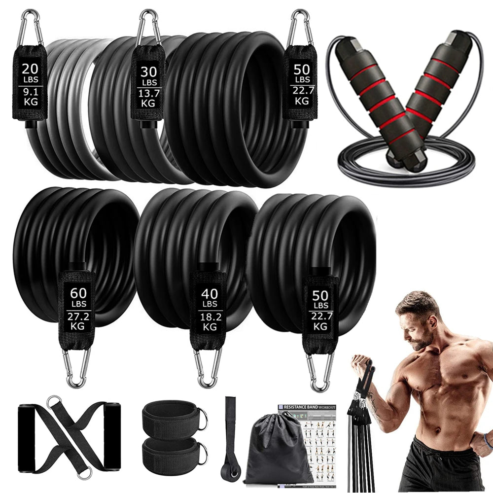 300LBS Fitness Resistance Bands Set Training Yoga Booty Bands Sports Workout Equipment for Home Gym Men Weights Bodybuilding