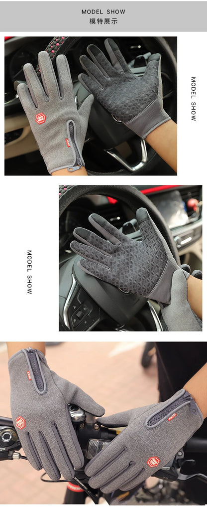 Men's Cycling Gloves Winter Touchscreen Warm Women Bicycle Gym Outdoor Driving Motorcycle Waterproof Thermal Non-Slip Gloves