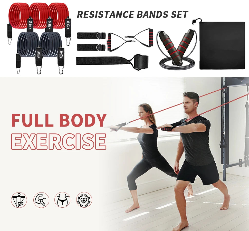 300LBS Fitness Resistance Bands Set Training Yoga Booty Bands Sports Workout Equipment for Home Gym Men Weights Bodybuilding