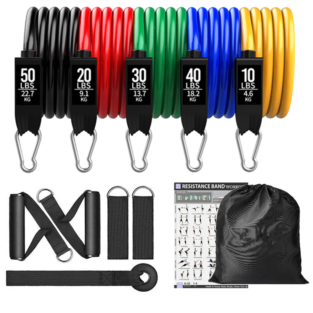 300LBS Fitness Resistance Bands Set Training Yoga Booty Bands Sports Workout Equipment for Home Gym Men Weights Bodybuilding