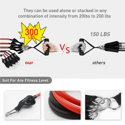 300LBS Fitness Resistance Bands Set Training Yoga Booty Bands Sports Workout Equipment for Home Gym Men Weights Bodybuilding