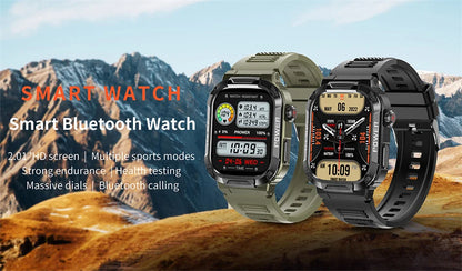 New Smart Watch Men Military Quality Outdoor Waterproof Anti Falling Anti Pressure Sport Fitness Bluetooth Call Smartwatch 2024