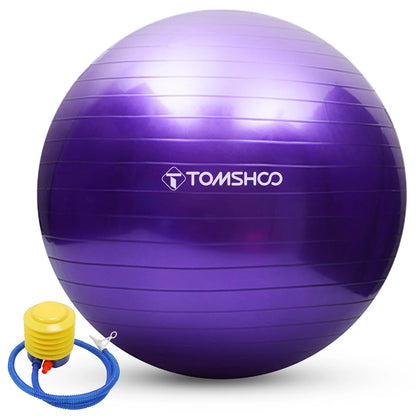 TOMSHOO Anti-burst Yoga Ball 45cm/55cm/65cm/75cm Stability Balance Ball Pilates Barre Physical Fitness Exercise Ball with Air Pu