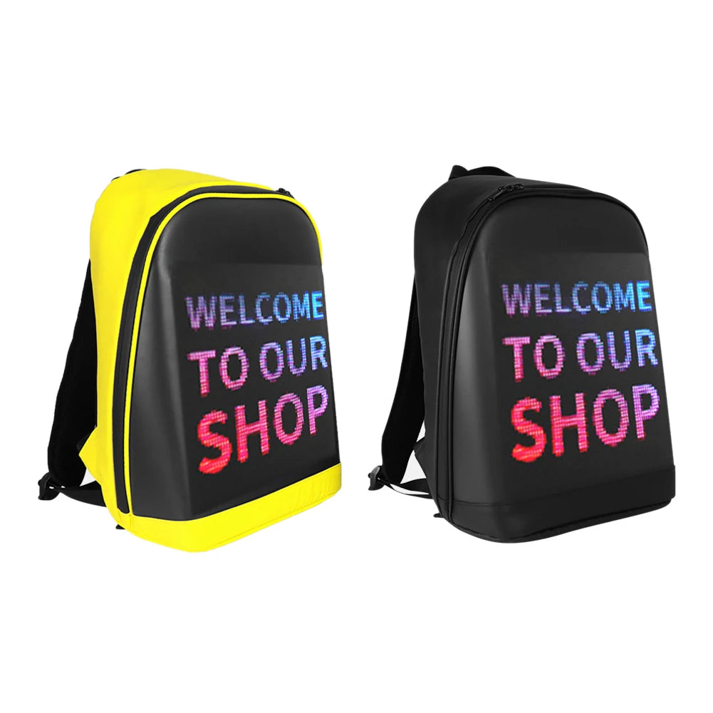 Women Men LED Display Screen Walking Advertising Backpack School Laptop Bags