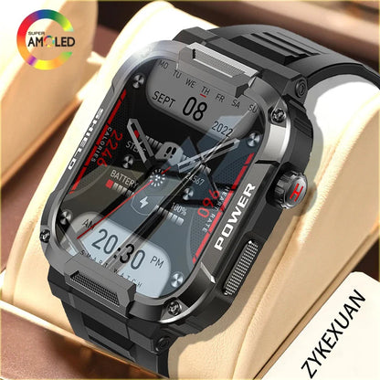 New Smart Watch Men Military Quality Outdoor Waterproof Anti Falling Anti Pressure Sport Fitness Bluetooth Call Smartwatch 2024