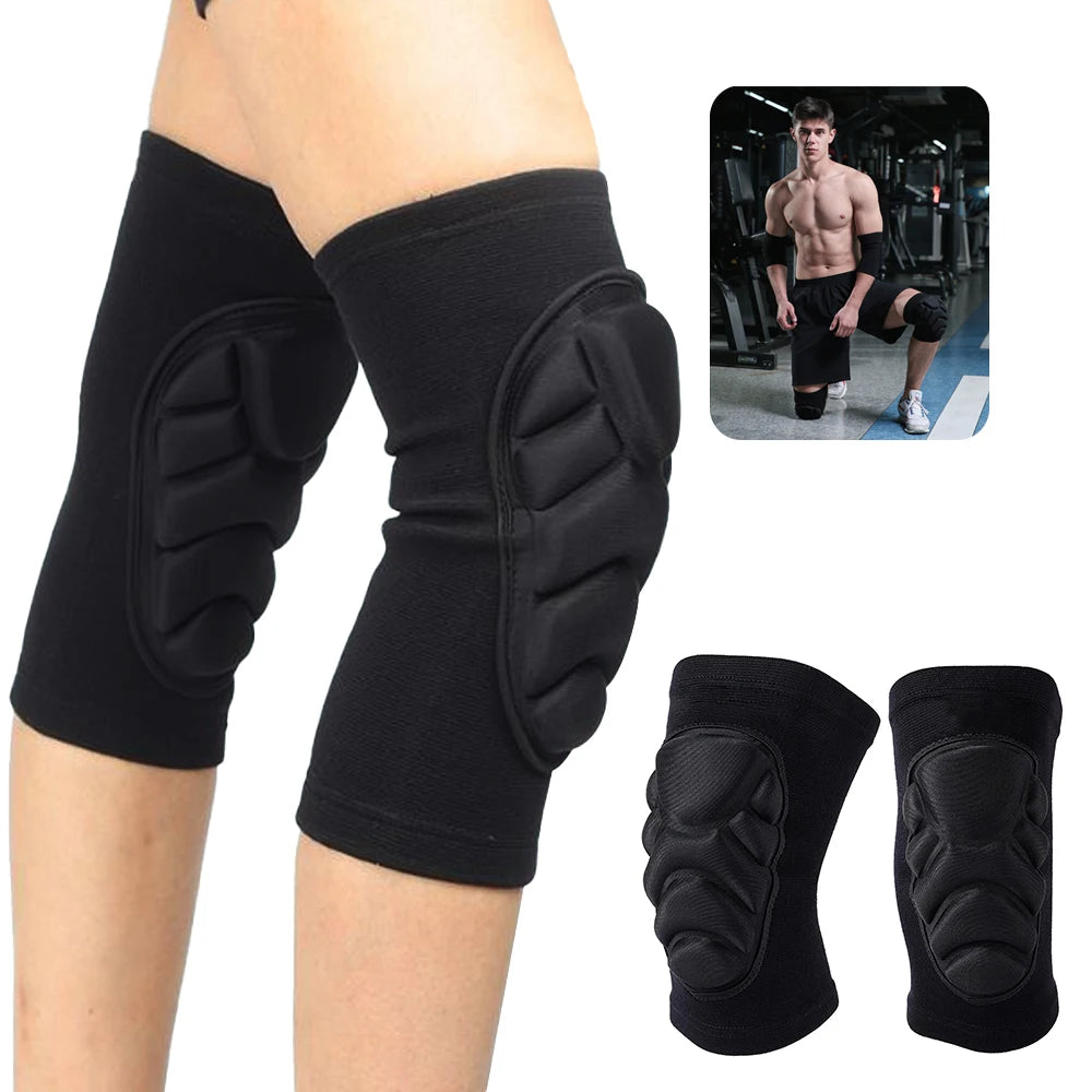 1Pair Knee Elbow Pads, Thick Sponge Collisioned Kneepads for Work, Basketball Wrestling Football Volleyball Running Cycling