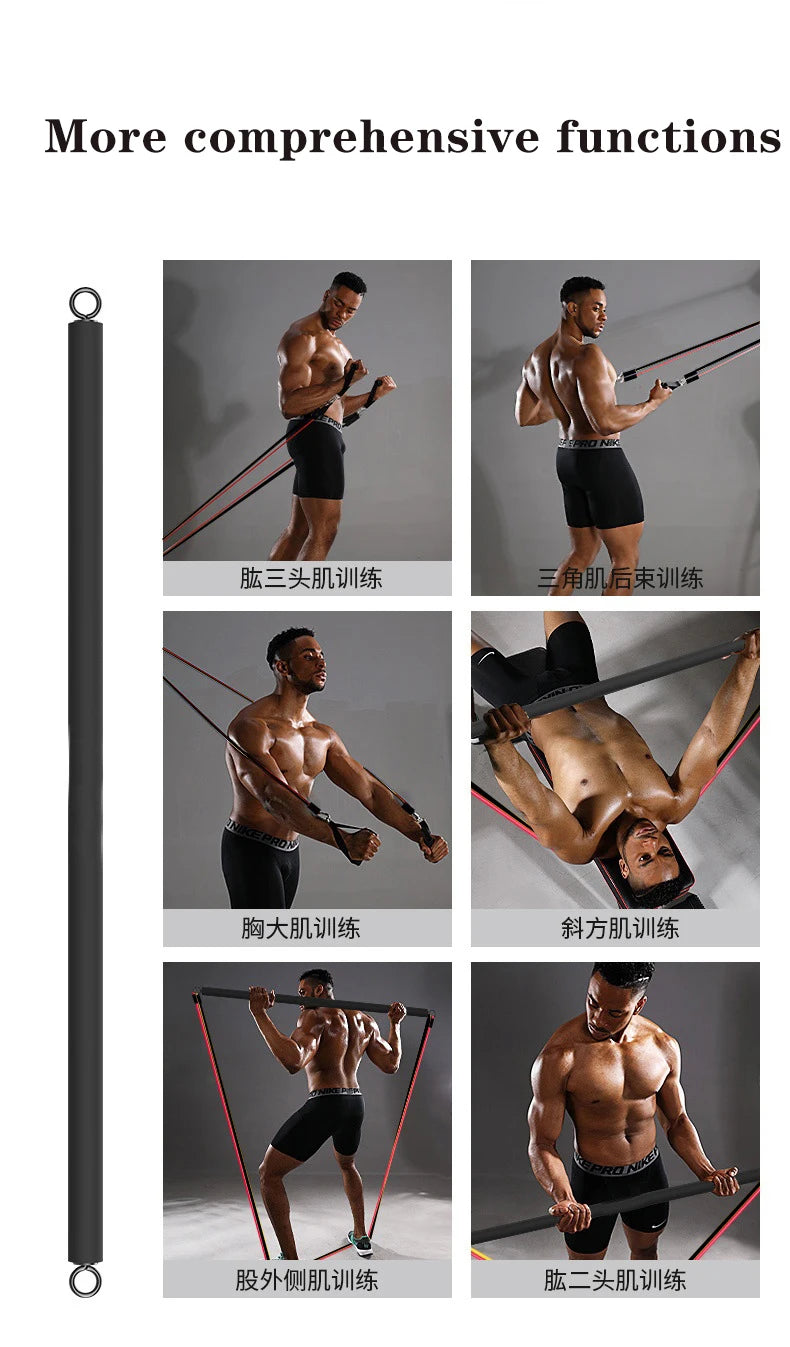 Workout Bar Fitness Resistance Bands Set Pilates Yoga Pull Rope Exercise Training Gym Expander Equipment for Home Bodybuilding