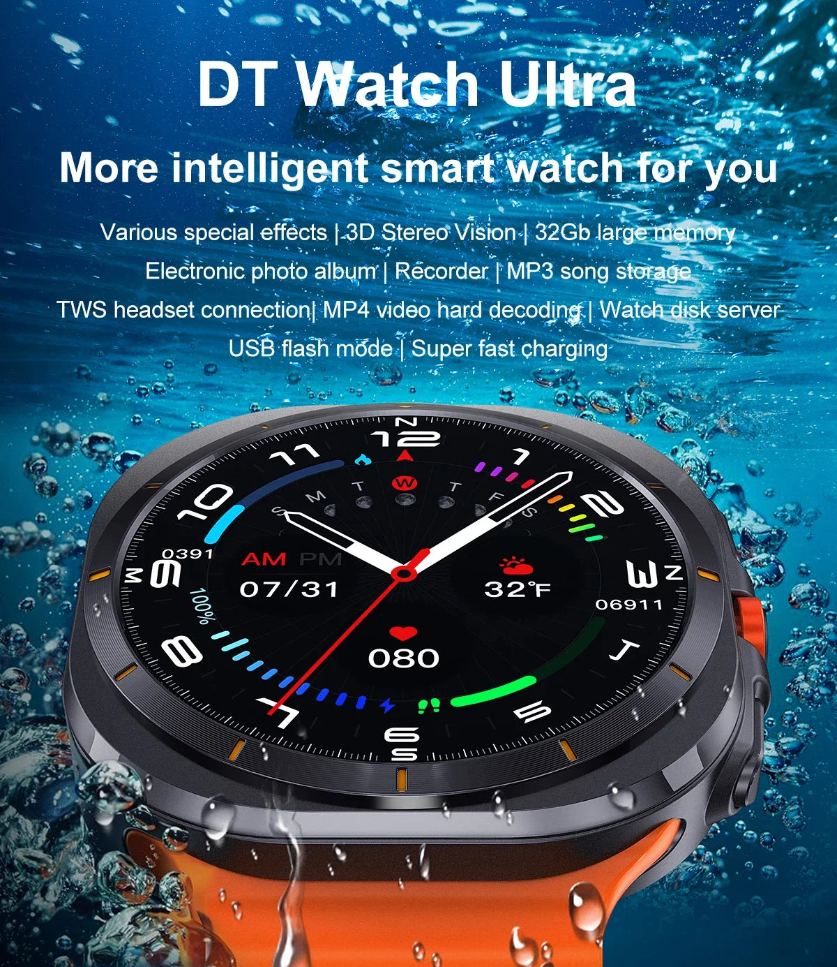 For Samsung New Sapphire Screen Galaxy Watch 7 Ultra Smart Watch Men's 32GB Memory NFC Bluetooth Call IP68 Waterproof Smartwatch