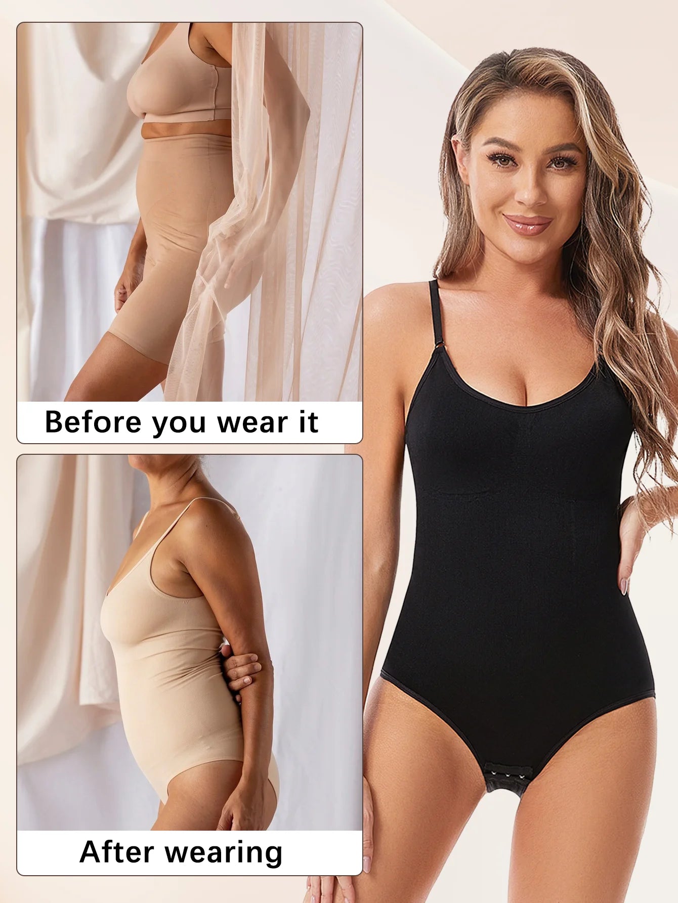 Women's Sexy Shapewear Seamless Slimming Butt Lifter Full Body Shaper Smooth Out Bodysuit Open Crotch High Elastic Body Suits