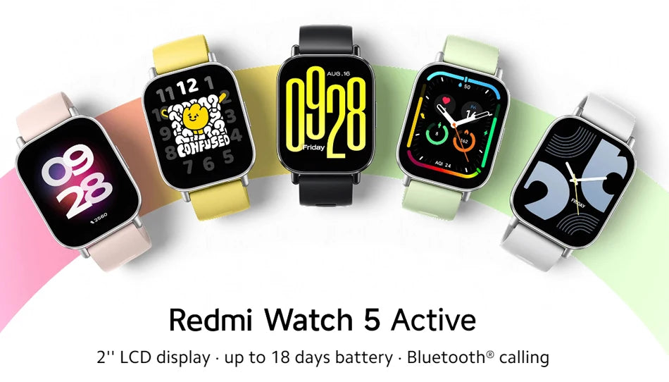 Global Version Xiaomi Redmi Watch 5 Active Up to 18 days of battery life 2'' Display 140+ workout modes Bluetooth calling 5ATM