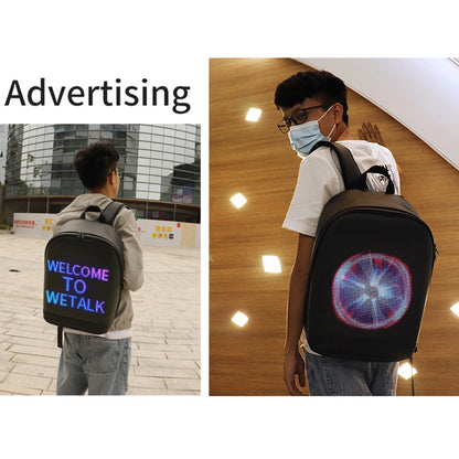 Women Men LED Display Screen Walking Advertising Backpack School Laptop Bags