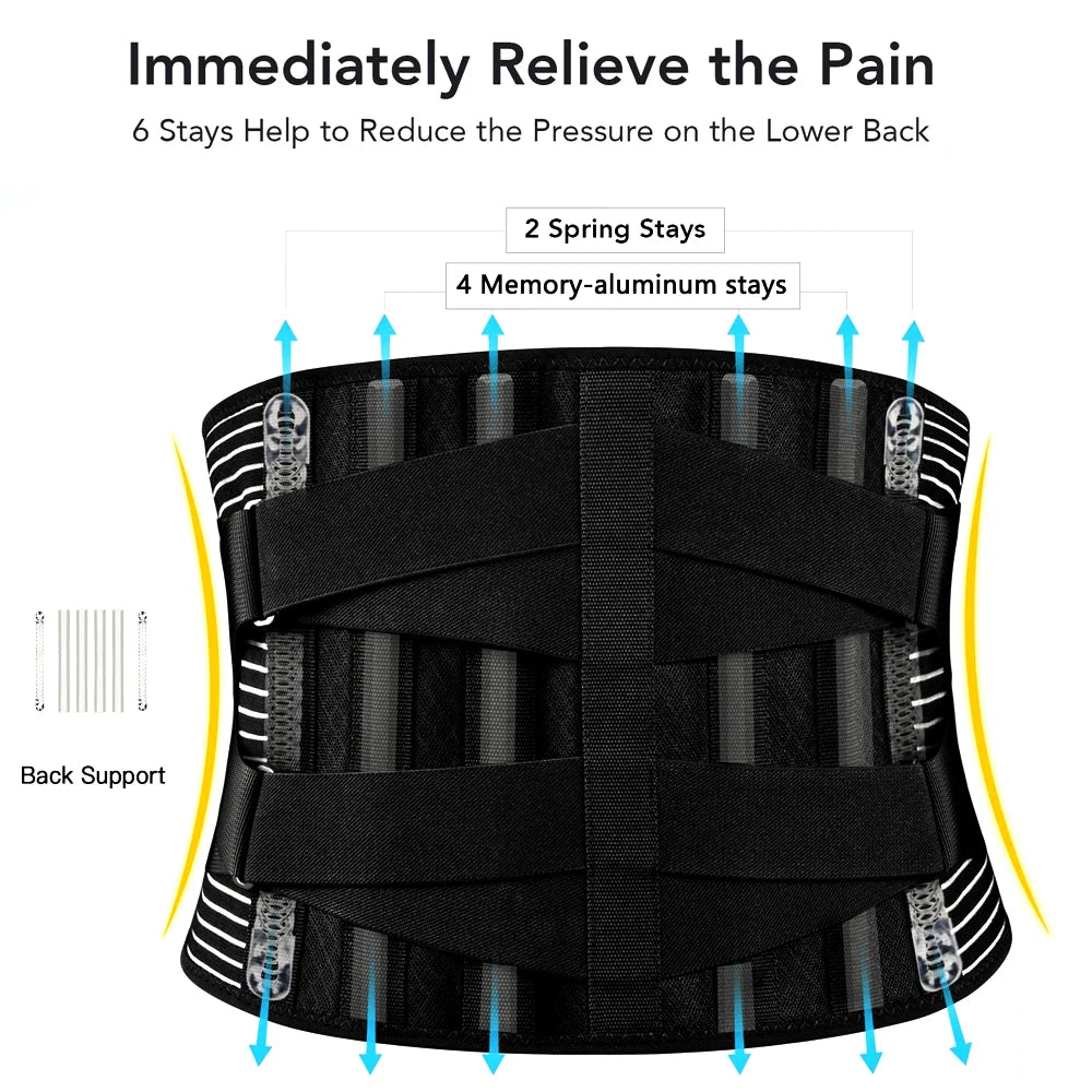 Breathable Waist Braces Back Support Belt  Anti-skid Lumbar Support Belt with 16-hole Mesh for Lower Back Pain Relief, Sciatica