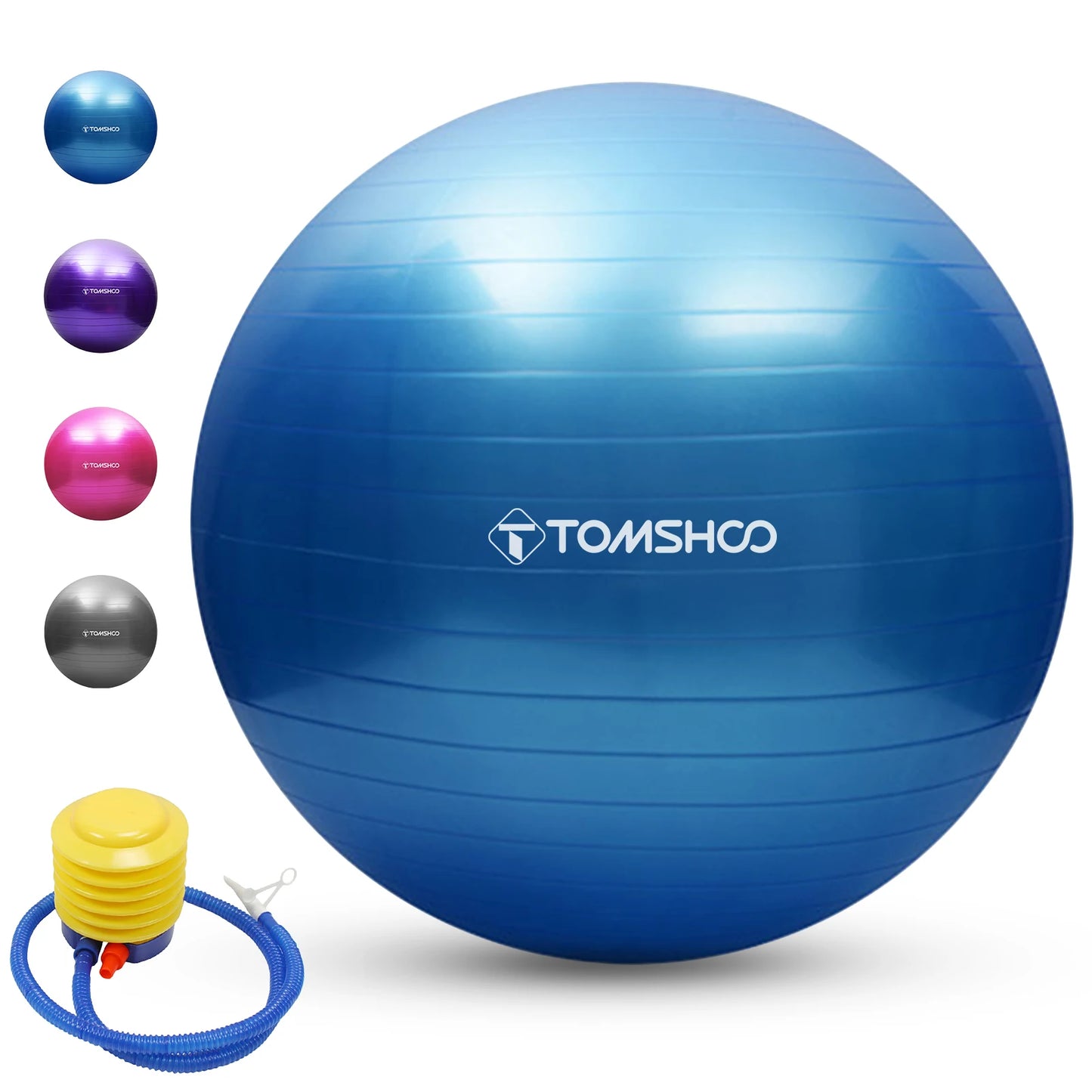 TOMSHOO Anti-burst Yoga Ball 45cm/55cm/65cm/75cm Stability Balance Ball Pilates Barre Physical Fitness Exercise Ball with Air Pu