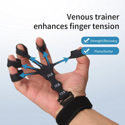 Hand Grip 5 Finger Exerciser Strength Trainning Power Forearm Rehabilitation Silicone Trainer Adjustable Strengthener For Wrist