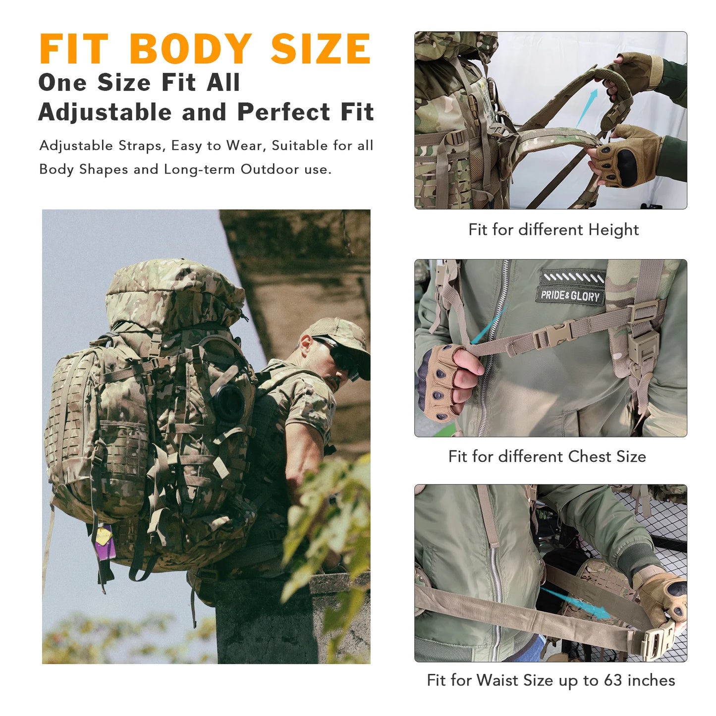 MT Military ILBE Army Large Rucksack with Detacheable Tactical Assault Backpack and Hydration Pack Metal Frame Multicam Olive