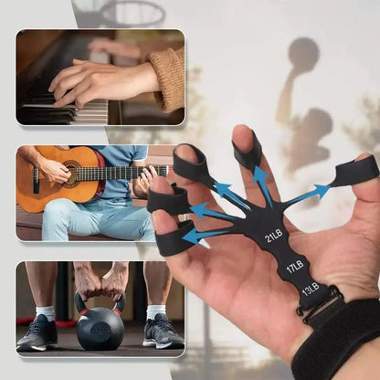 Hand Grip 5 Finger Exerciser Strength Trainning Power Forearm Rehabilitation Silicone Trainer Adjustable Strengthener For Wrist