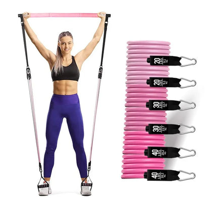 Workout Bar Fitness Resistance Bands Set Pilates Yoga Pull Rope Exercise Training Gym Expander Equipment for Home Bodybuilding