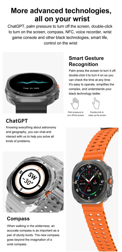 For Samsung New Sapphire Screen Galaxy Watch 7 Ultra Smart Watch Men's 32GB Memory NFC Bluetooth Call IP68 Waterproof Smartwatch