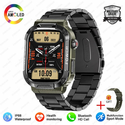 New Smart Watch Men Military Quality Outdoor Waterproof Anti Falling Anti Pressure Sport Fitness Bluetooth Call Smartwatch 2024