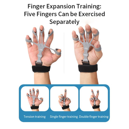 Hand Grip 5 Finger Exerciser Strength Trainning Power Forearm Rehabilitation Silicone Trainer Adjustable Strengthener For Wrist