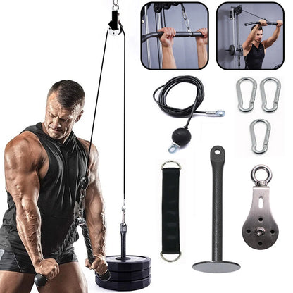 Fitness Pulley Cable System DIY Pulleys Rotatable Steel Wire Rope Roller For Biceps Triceps Bodybuilding Home Gym Equipment