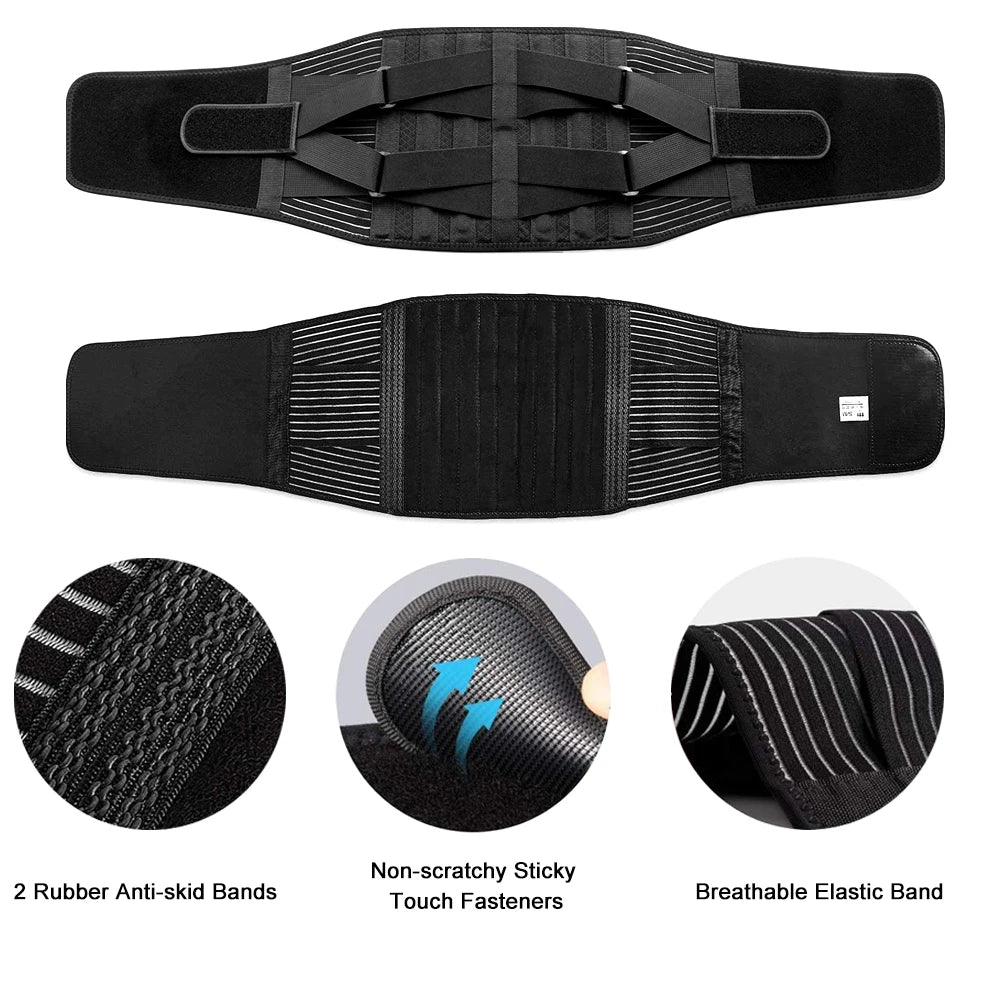 Breathable Waist Braces Back Support Belt  Anti-skid Lumbar Support Belt with 16-hole Mesh for Lower Back Pain Relief, Sciatica