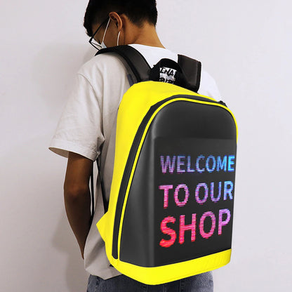 Women Men LED Display Screen Walking Advertising Backpack School Laptop Bags