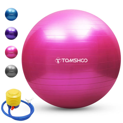 TOMSHOO Anti-burst Yoga Ball 45cm/55cm/65cm/75cm Stability Balance Ball Pilates Barre Physical Fitness Exercise Ball with Air Pu