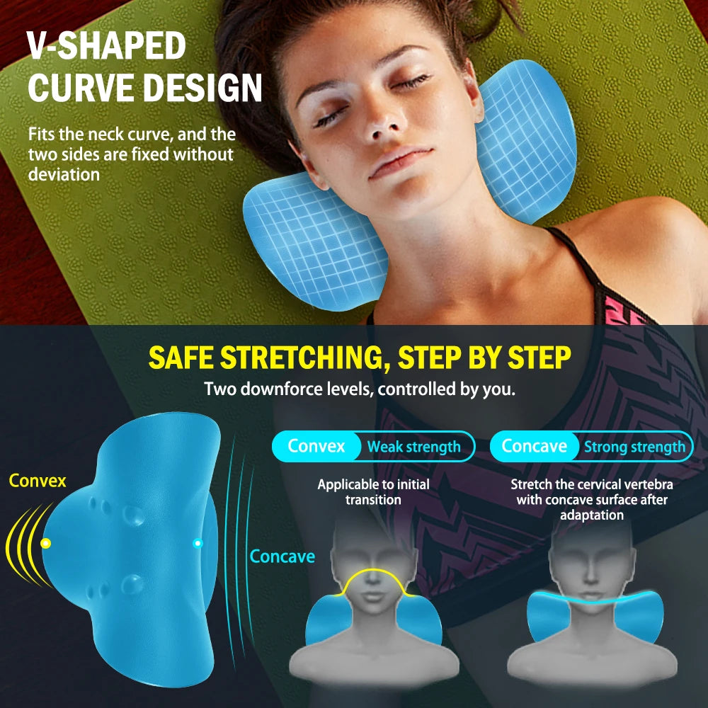 Neck Shoulder Stretcher Relaxer Massage Cervical Chiropractic Traction Device For Side Back Stomach Sleeper Remedial Pillows