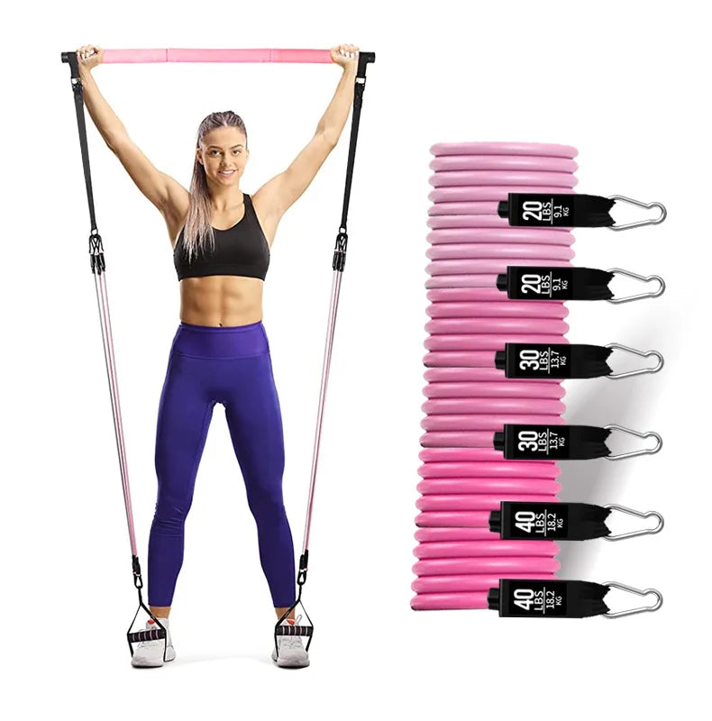 Workout Bar Fitness Resistance Bands Set Pilates Yoga Pull Rope Exercise Training Gym Expander Equipment for Home Bodybuilding