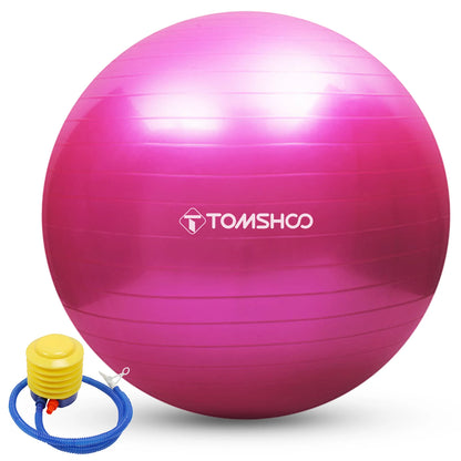 TOMSHOO Anti-burst Yoga Ball 45cm/55cm/65cm/75cm Stability Balance Ball Pilates Barre Physical Fitness Exercise Ball with Air Pu