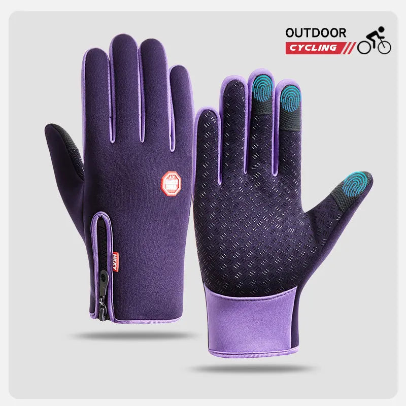 Men's Cycling Gloves Winter Touchscreen Warm Women Bicycle Gym Outdoor Driving Motorcycle Waterproof Thermal Non-Slip Gloves