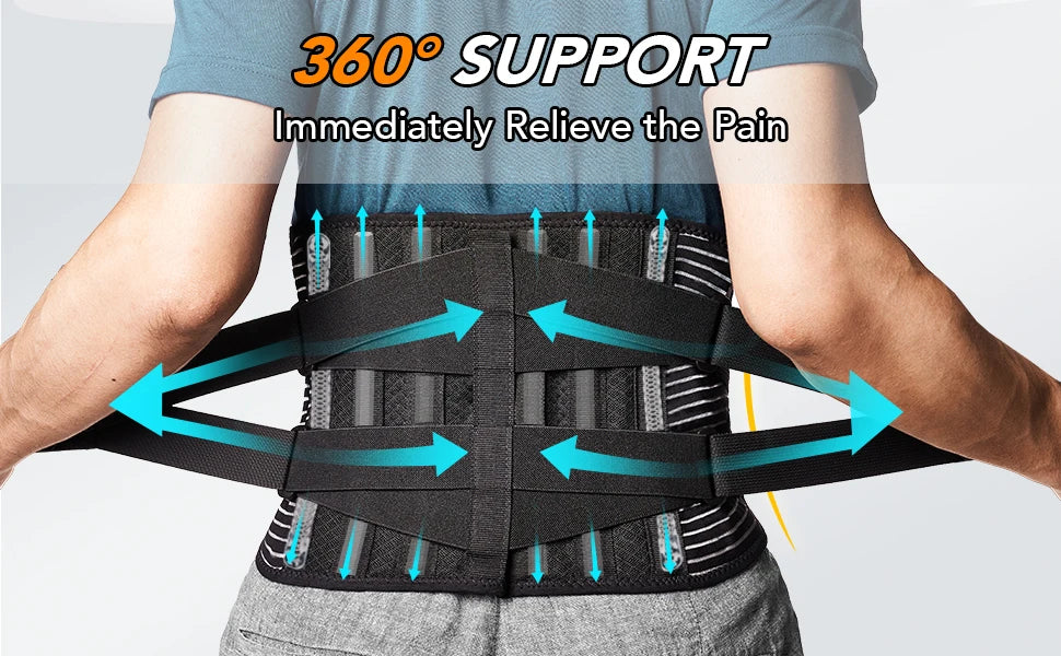 Breathable Waist Braces Back Support Belt  Anti-skid Lumbar Support Belt with 16-hole Mesh for Lower Back Pain Relief, Sciatica