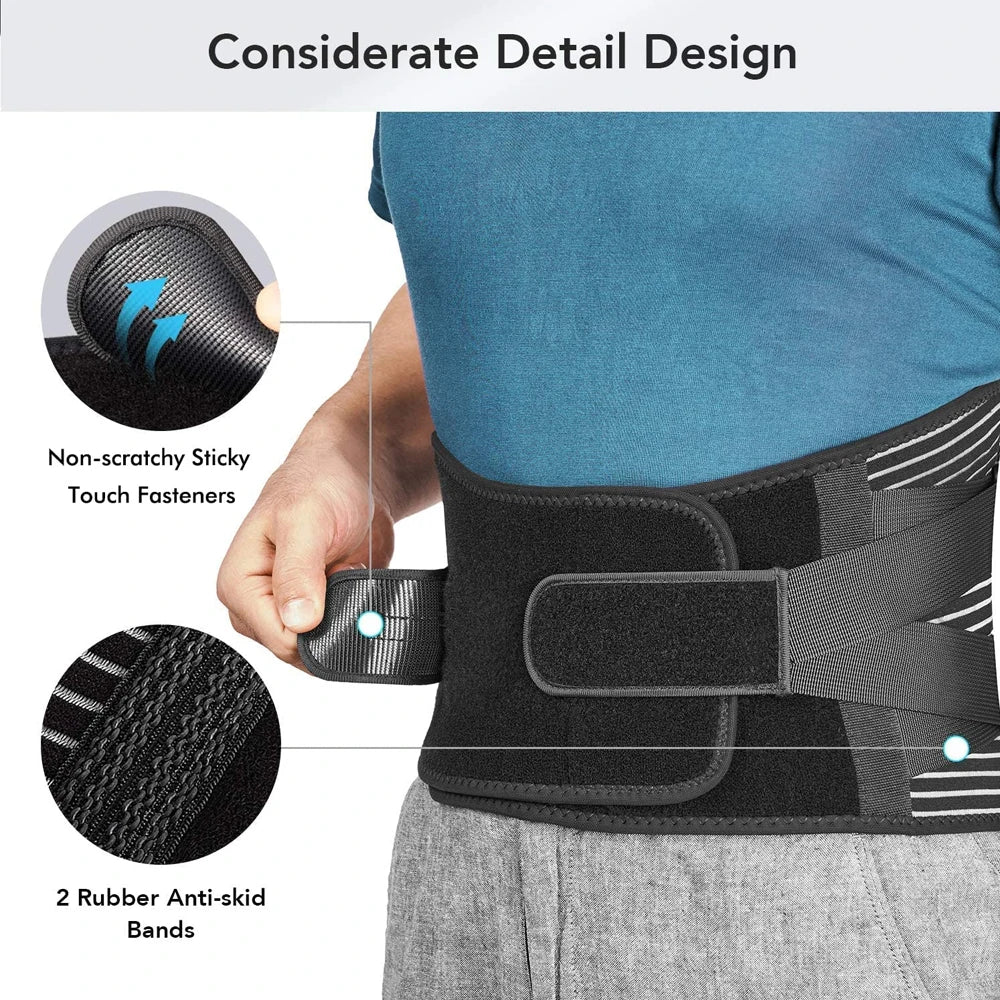 Breathable Waist Braces Back Support Belt  Anti-skid Lumbar Support Belt with 16-hole Mesh for Lower Back Pain Relief, Sciatica