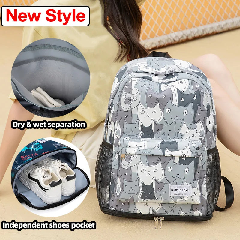 Women Gym Backpack Flower Fitness Bag Sac De Sport Bags Dry And Wet Independent Shoes Bags Female Bolsa Deporte Gymtas XA906WA